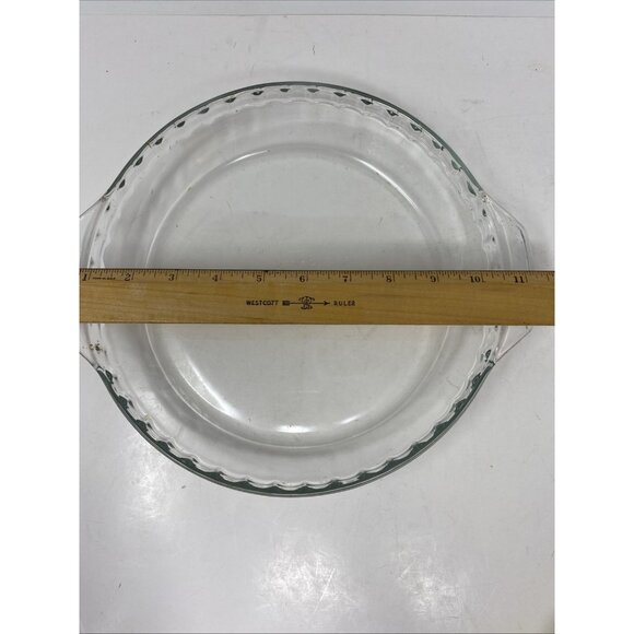 Vintage Anchor Hocking Fire King #470 Clear Glass 10" Pie Plate Deep Dish Fluted - Picture 5 of 6